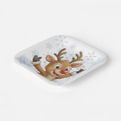 Rudolph mit blauen Schneeflocken Pappteller (Gewinkelt)