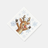 Rudolph mit blauen Schneeflocken Serviette (Ecke)