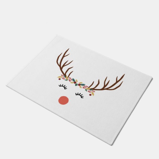 Rudolph mit Blume Fußmatte (Schrägansicht)