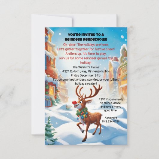 Rudolph Party Einladung (Vorderseite)