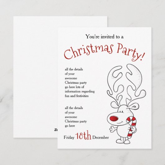 Rudolph Party Einladung (Vorne/Hinten)