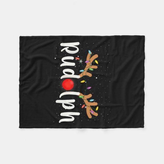 Rudolph Red Nose Funny Kids Reindeer Christmas Lig Fleecedecke (Vorderseite (Horizontal))
