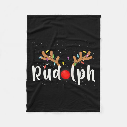 Rudolph Red Nose Funny Kids Reindeer Christmas Lig Fleecedecke (Vorderseite)