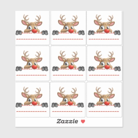 Rudolph Red Nose Reindeer Sticker labels (Blatt)
