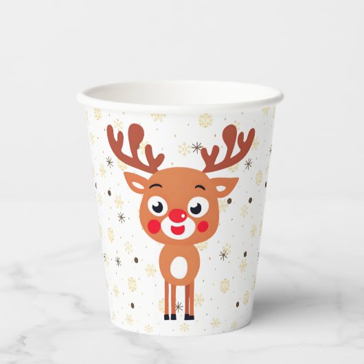 Rudolph Red Nose Rentier Papierbecher (Vorderseite)