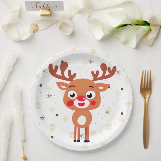Rudolph Red Nose Rentier Papierplatte Pappteller (Hochzeit)