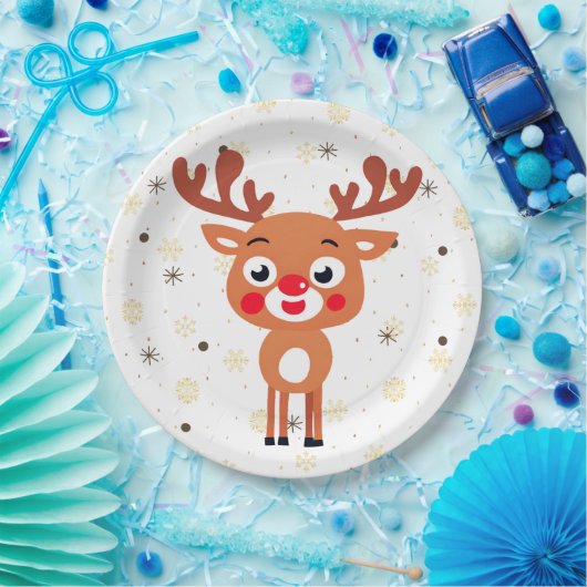 Rudolph Red Nose Rentier Papierplatte Pappteller (Party)