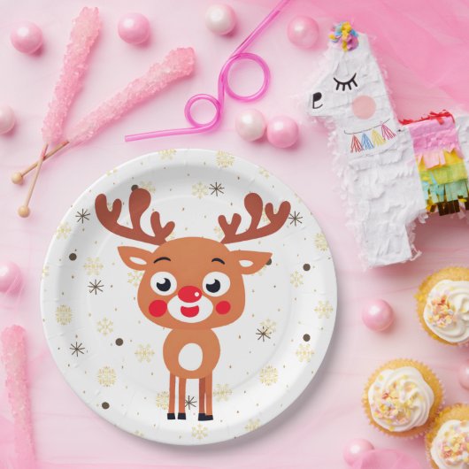 Rudolph Red Nose Rentier Papierplatte Pappteller (Party)
