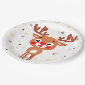 Rudolph Red Nose Rentier Papierplatte Pappteller (Schrägansicht)