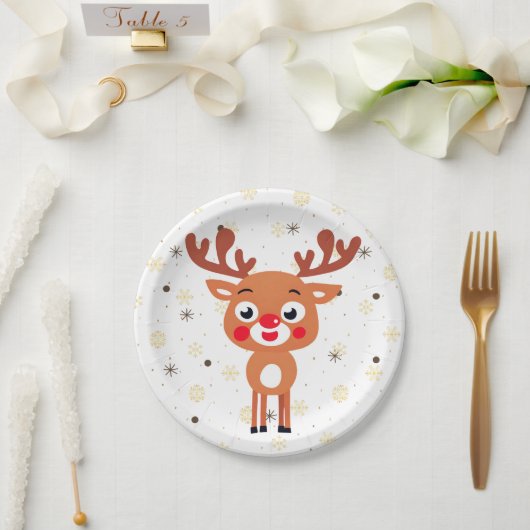 Rudolph Red Nose Rentier Papierplatte Pappteller (Hochzeit)