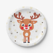 Rudolph Red Nose Rentier Papierplatte Pappteller (Vorderseite)