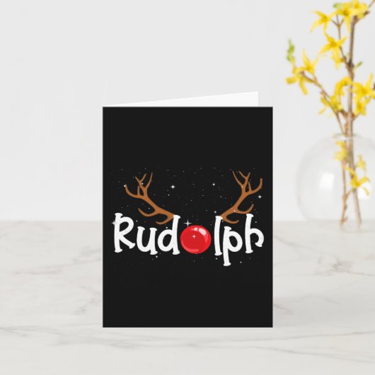 Rudolph Red Nose Rentier Weihnachtsspass 1 Karte (Gelbe Blume)