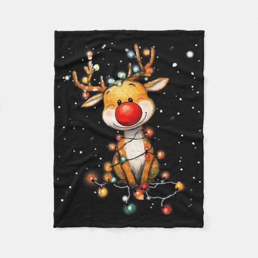 Rudolph Red Nose Weihnachtsmann's Rentier Weihnach Fleecedecke (Vorderseite)