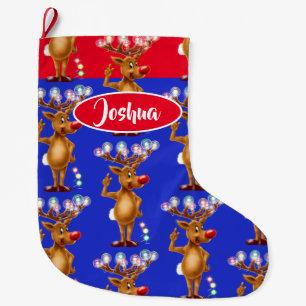 Rudolph Reindeer custom boys Christmas Strumpf Großer Weihnachtsstrumpf