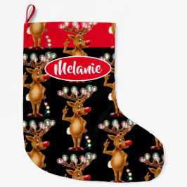 Rudolph Reindeer Custom Girls Weihnachtsmädchen St Großer Weihnachtsstrumpf