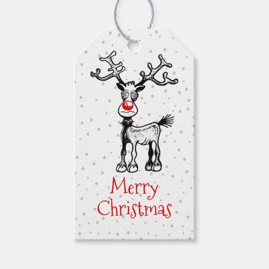 Rudolph Reindeer Gift Tag Geschenkanhänger (Vorderseite)