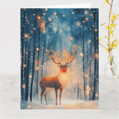 Rudolph Reindeer in Snowy Forest Christmas Karte (Gelbe Blume)