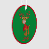 Rudolph Reindeer mit Gesichtsmaske 2020 Quarantine Ornament (Vorderseite)