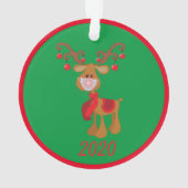 Rudolph Reindeer mit Gesichtsmaske 2020 Quarantine Ornament (Rückseite)