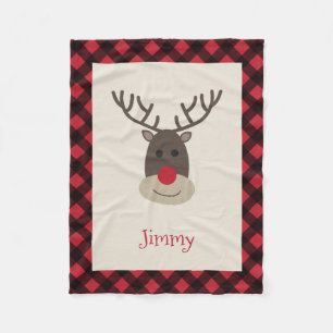 Rudolph Reindeer Personalisiert Fleece Blanket
