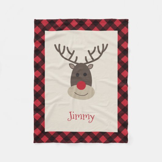 Rudolph Reindeer Personalisiert Fleece Blanket (Vorderseite)