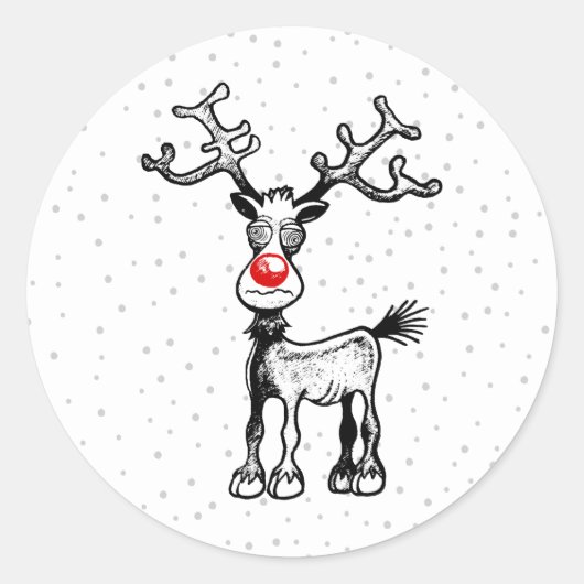 Rudolph Reindeer Runder Aufkleber (Vorderseite)
