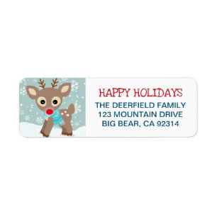 Rudolph Reindeer Snowflake Weihnachtsadresse