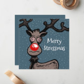 Rudolph Reindeer Weihnachtskarte Mitteilungskarte (Vorderseite/Rückseite Beispiel)