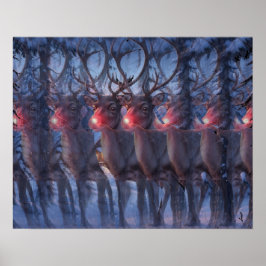 Rudolph Rentier 3D-Stereogramm-Weihnachtsszene  Poster