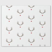 Rudolph Rentier Antlers Red Nose Shiny Holiday Geschenkpapier (Flach)