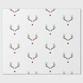 Rudolph Rentier Antlers Red Nose Shiny Holiday Geschenkpapier