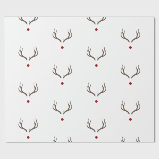 Rudolph Rentier Antlers Red Nose Shiny Holiday Geschenkpapier (Flach)