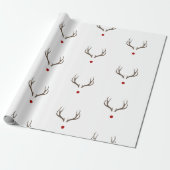 Rudolph Rentier Antlers Red Nose Shiny Holiday Geschenkpapier (Ungerollt)