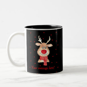 Rudolph Rentiere in Aquarell personalisiert Zweifarbige Tasse