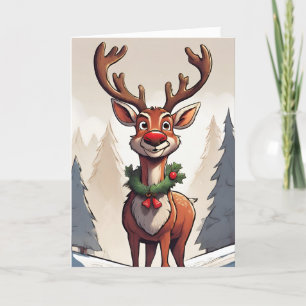 Rudolph Retro Concept Art Falted Holiday Card Feiertagskarte