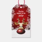 Rudolph rote Nase, Schneeflocken Weihnachten Geschenkanhänger (Vorderseite)