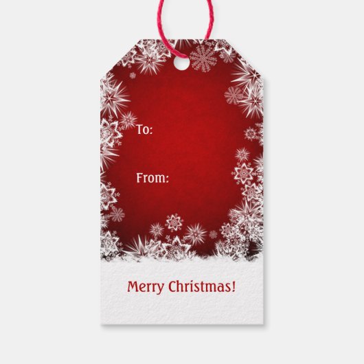 Rudolph rote Nase, Schneeflocken Weihnachten Geschenkanhänger (Rückseite)