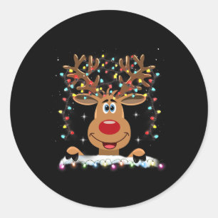 Rudolph Rotnase Rentier Santa Weihnachten 1 Runder Aufkleber