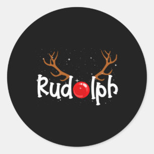 Rudolph Rotnase Rentier Weihnachtsspaß Runder Aufkleber