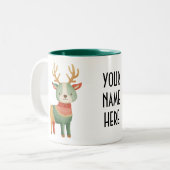Rudolph’s Cocoa – Whimsical Reindeer Christmas Zweifarbige Tasse (Vorderseite Links)