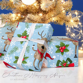 Rudolph Santa Snowflakes Weihnachtswackelpapier Geschenkpapier