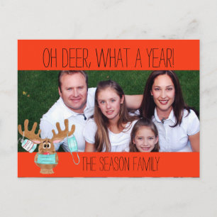 Rudolph the Face Masked Reindeer Foto Card Postkarte