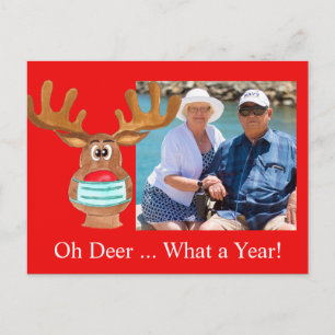 Rudolph the Face Masked Reindeer Foto Card Postkarte