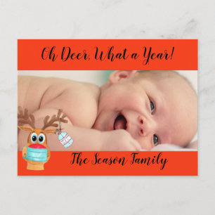 Rudolph the Face Masked Reindeer Foto Card Postkarte