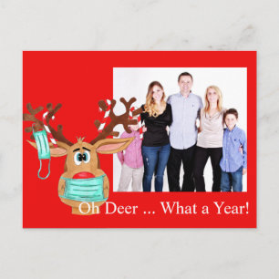 Rudolph the Face Masked Reindeer Foto Card Postkarte