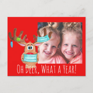 Rudolph the Face Masked Reindeer Foto Card Postkarte