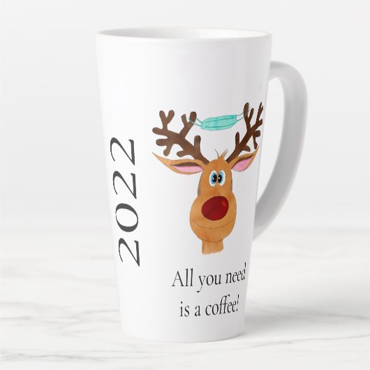 Rudolph the Face Masked Reindeer Latte Tasse (Rechte Ecke)
