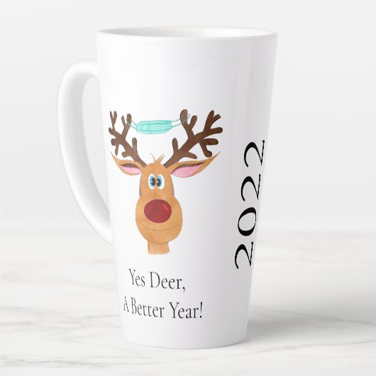 Rudolph the Face Masked Reindeer Latte Tasse (Linke Ecke)
