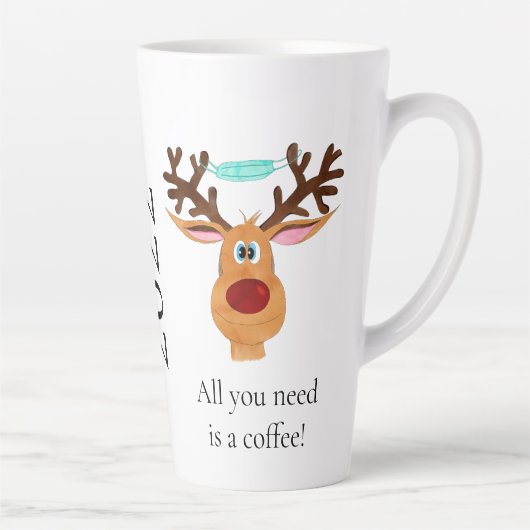 Rudolph the Face Masked Reindeer Latte Tasse (Rechts)