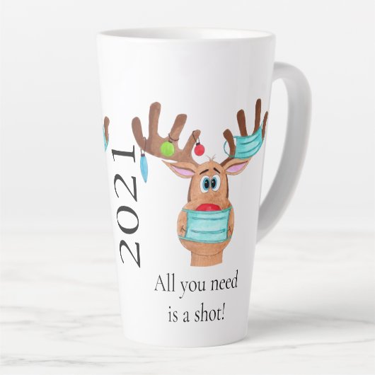 Rudolph the Face Masked Reindeer Latte Tasse (Rechte Ecke)